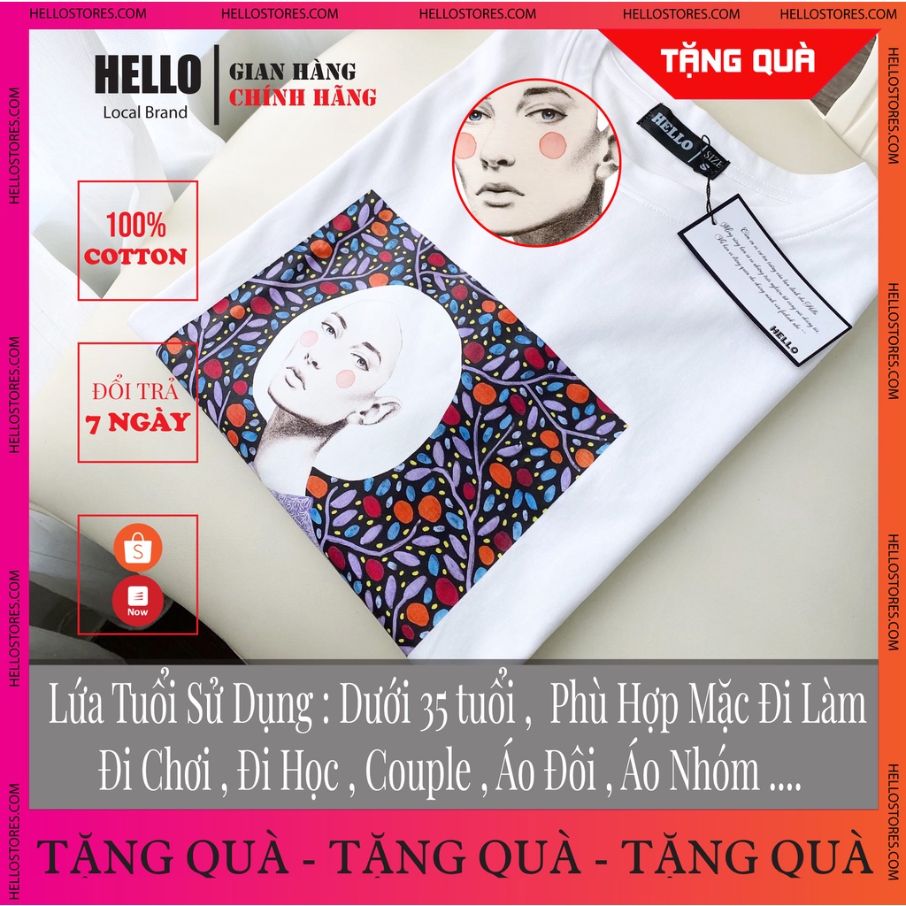 Áo thun tay lỡ nam nữ áo phông unisex form rộng chất cotton mát mịn thấm hút mồ hôi in hình Hello Cô Gái Tóc Bạc_Ap39 | BigBuy360 - bigbuy360.vn