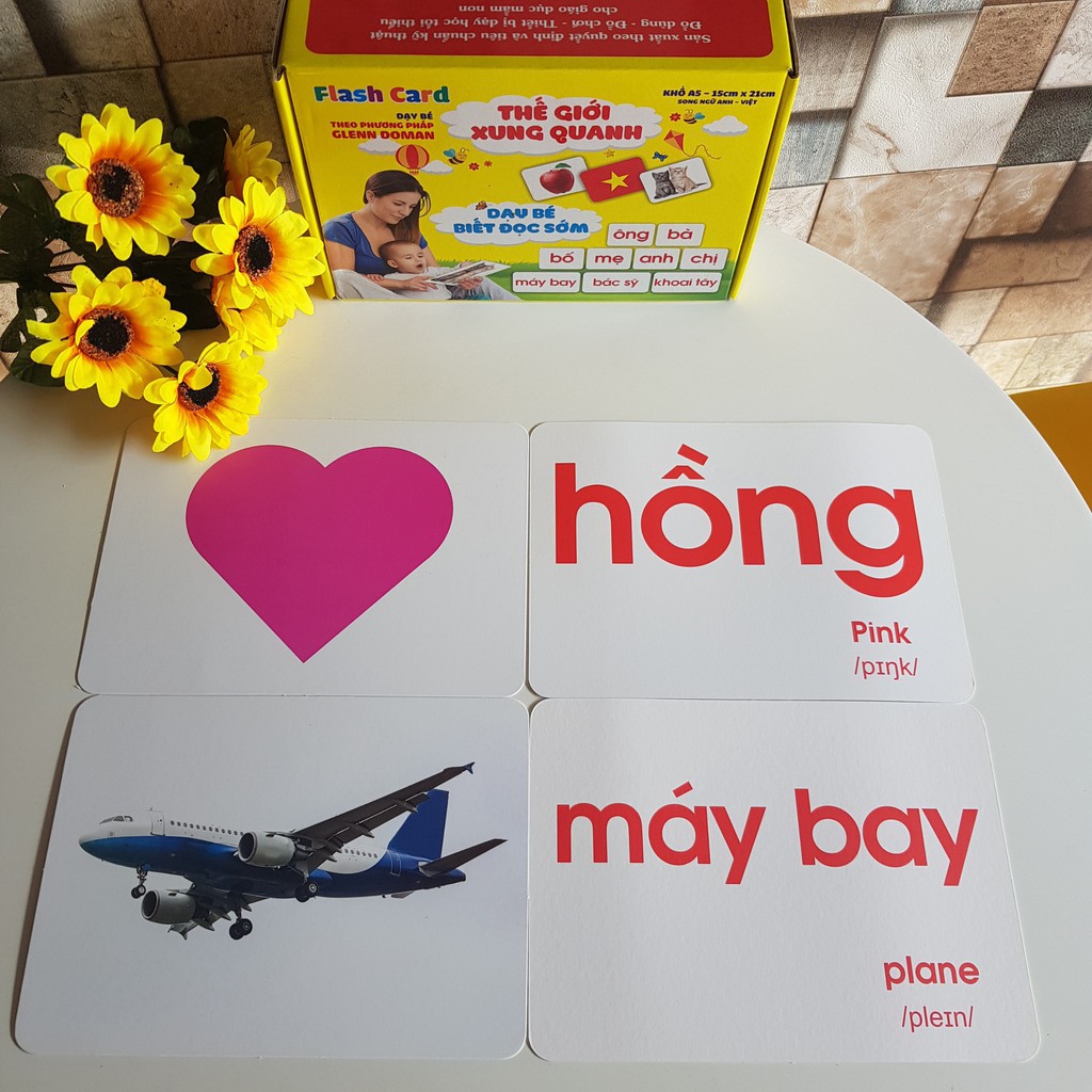 Bộ thẻ học chữ cái thông minh cho bé loại to cứng kèm hình ảnh giúp bé biết đọc sớm và hiểu biết về thế giới xung quanh