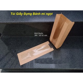 100 túi giấy đựng bánh mì có cửa sổ giữa
