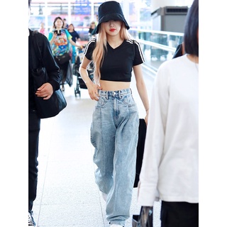 Quần jeans ống rộng cạp cao cheap moment giống Rose Blackpink