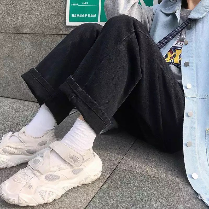 Quần Jeans ống rộng nữ, Quần bò nữ ống suông rộng baggy Ulzzang TR03 màu đen full phong cách Hàn Quốc hot hit 2022
