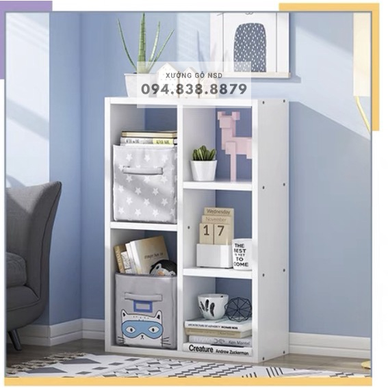 Kệ sách để sàn đa tầng gỗ MDF nhập khẩu chống ẩm cao cấp dễ dàng lắp ghép phong cách hiện đại tối giản