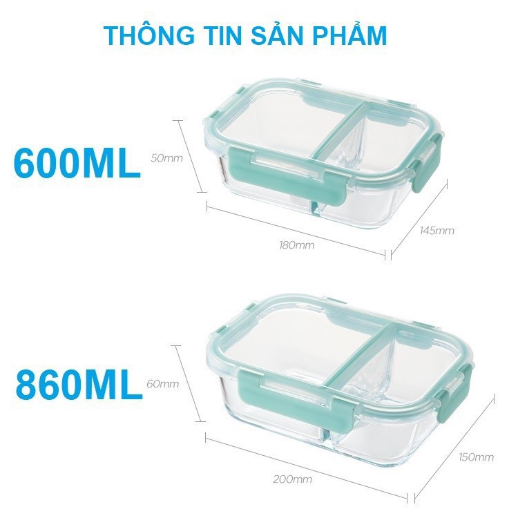 Hộp thủy tinh chia 2 ngăn, 3 ngăn chịu nhiệt Lock&amp;Lock Glass Food Container LLG456 [600ML] LLG457 [860ML] LLG458 [1040ML