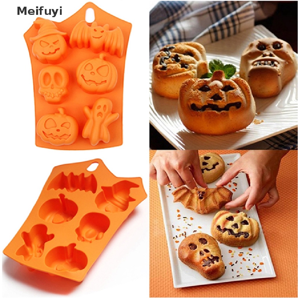Khuôn Làm Bánh 6 Ngăn Hình Dơi Bí Ngô Halloween