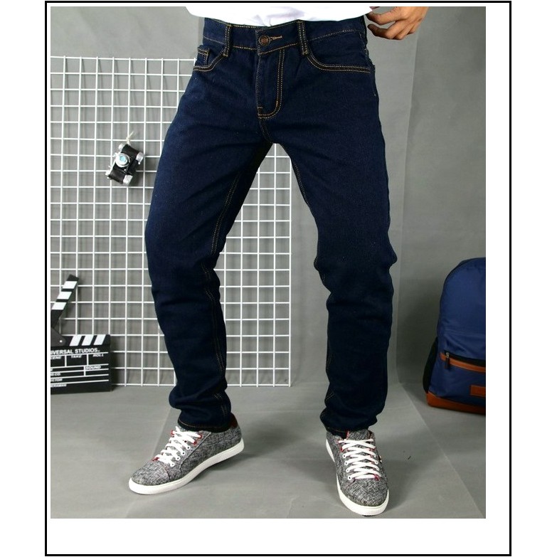 Quần jean nam XANH ĐẬM TRƠN chất jean giãn tốt XĐ005.6