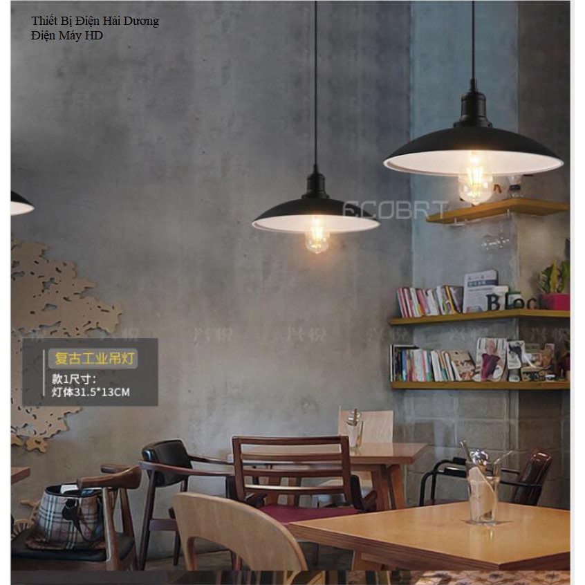 Chao đèn thả trang trí hình đĩa TN021 (Đen) - Tặng kèm bóng led 3w - Energy Green Lighting - Bảo hành 12 tháng