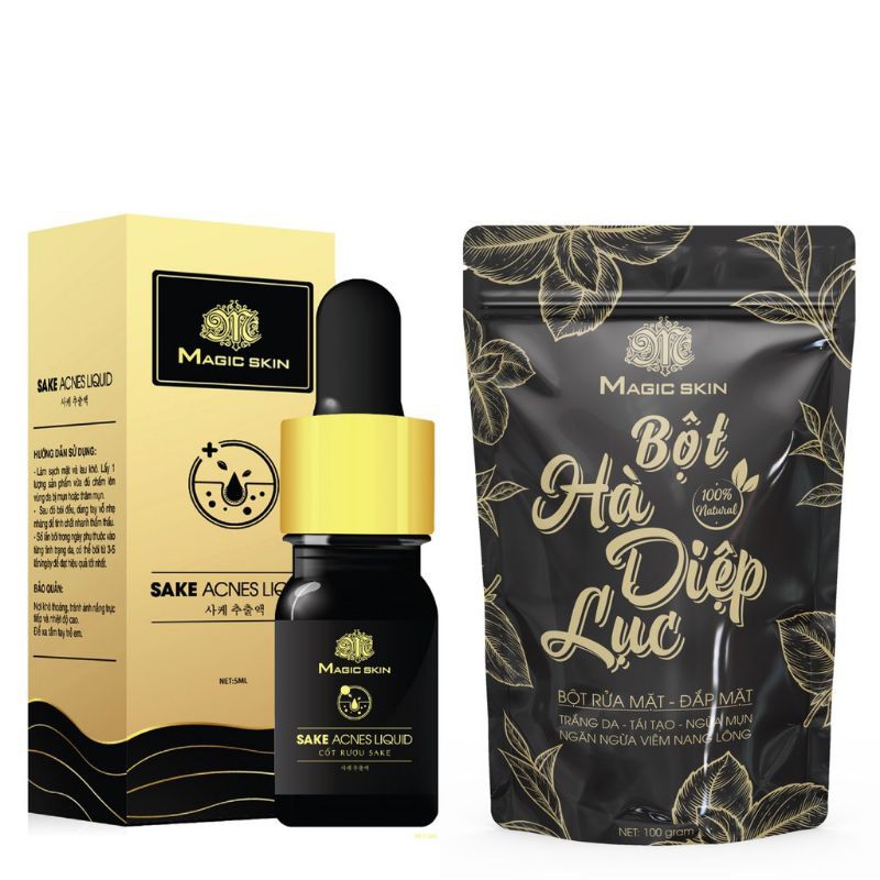 Sạch Mụn Sáng Da với bộ COMBO Ngừa Mụn Acnes Sake và Hà Diệp Lục Magic Skin [CHÍNH HÃNG]