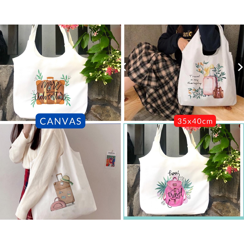 TOTE CANVAS TRAVEL SUMMER FORM TRÒN TÚI VẢI ĐEO VAI BAG NÚT BẤM SIZE LỚN AOMIVN DU LỊCH DẠO PHỐ CÁ TÍNH