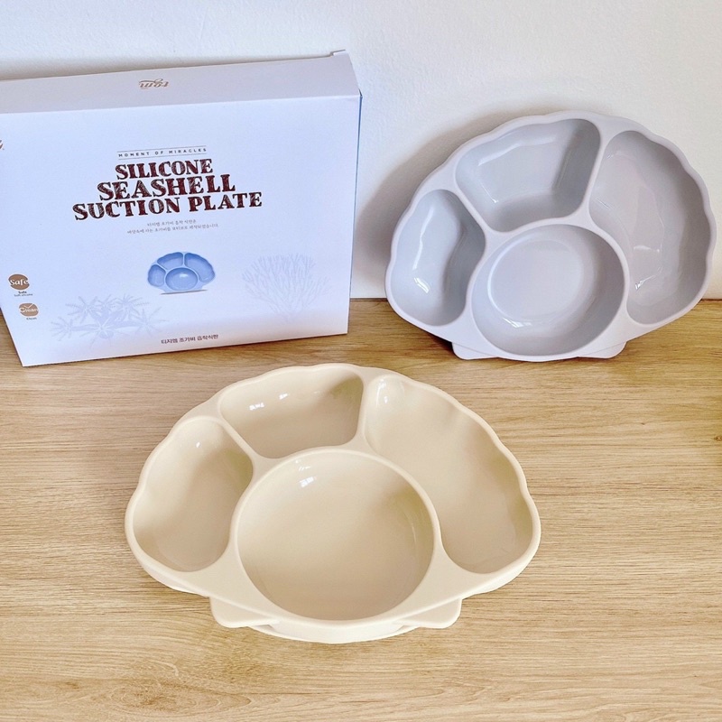 Khay ăn dặm silicon vỏ sò đế hít - TGM x Nature Hàn Quốc