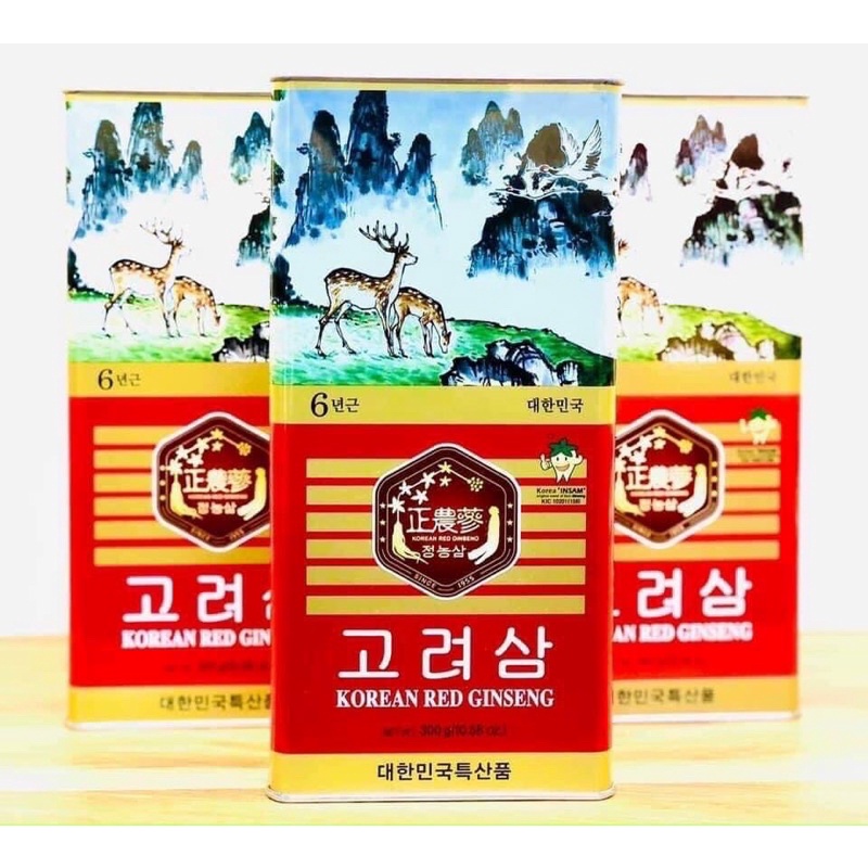 Hồng sâm khô hộp thiếc 10 củ to 300gr Hàn Quốc