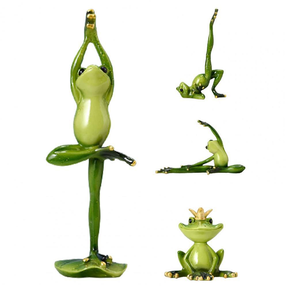 Tượng ếch tập yoga bằng nhựa resin trang trí bàn làm việc