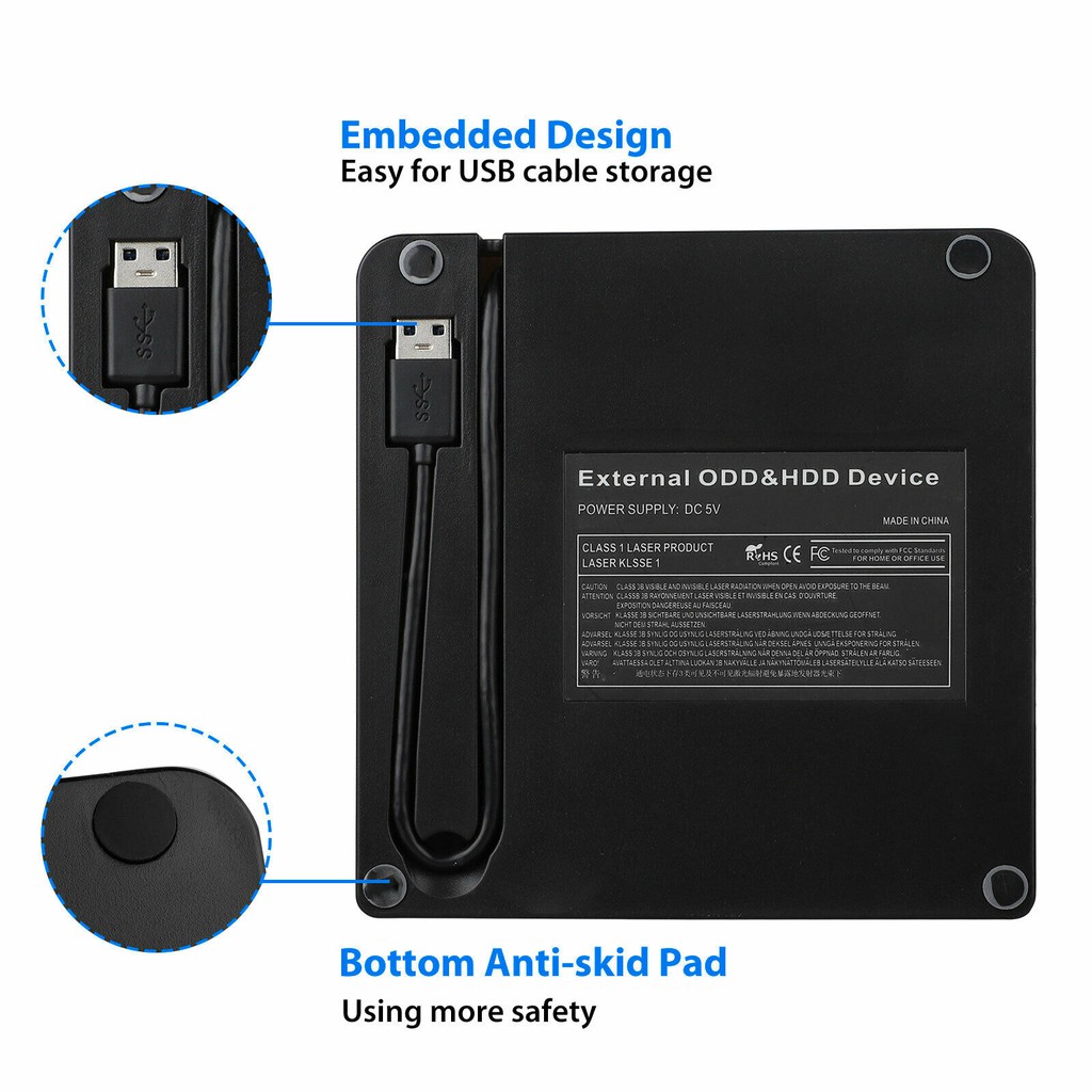 Ổ Đĩa Ngoài Usb 3.0 Dvd Rw Cd Rom Cho Laptop Pc | BigBuy360 - bigbuy360.vn