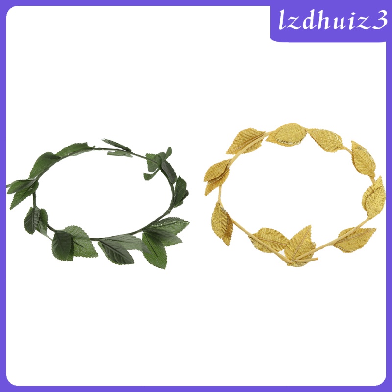 Gemgem Loey 2x Gold Green Leaf Roman Greek Goddess Laurel Wreath Costume Party Headbands