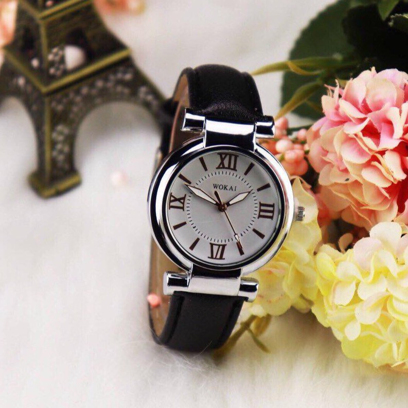 Đồng hồ thời trang nữ WOKAI dây da mềm đeo êm tay, 3 màu dể dàng phối đồ
