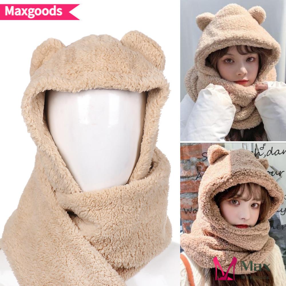 Nón Trùm Đầu Giữ Ấm Hình Gấu Dễ Thương Nhiều Màu Sắc Cho Nữ