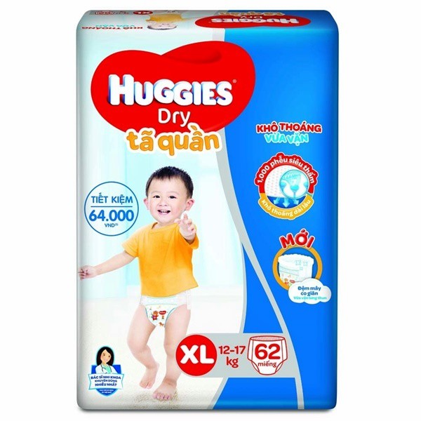 Tã quần Huggies size XL - 62 miếng (Cho bé 12 - 17kg)