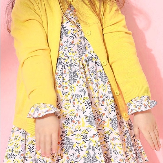 LJMOFA KIDS Áo Khoác Len Dệt Kim Mỏng Tay Dài Cổ Tròn Màu Trơn Cài Nút Thời Trang Xuân Thu Cho Bé 1-6 Tuổi