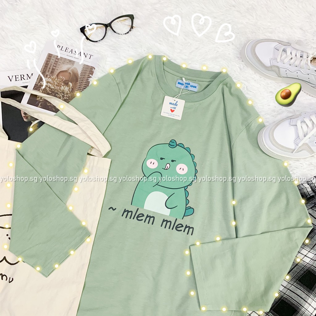 Áo Thun Tay Dài Unisex KHỦNG LONG MLEM MLEM Thu Đông ( HÀNG ĐẸP KÈM ẢNH THẬT )