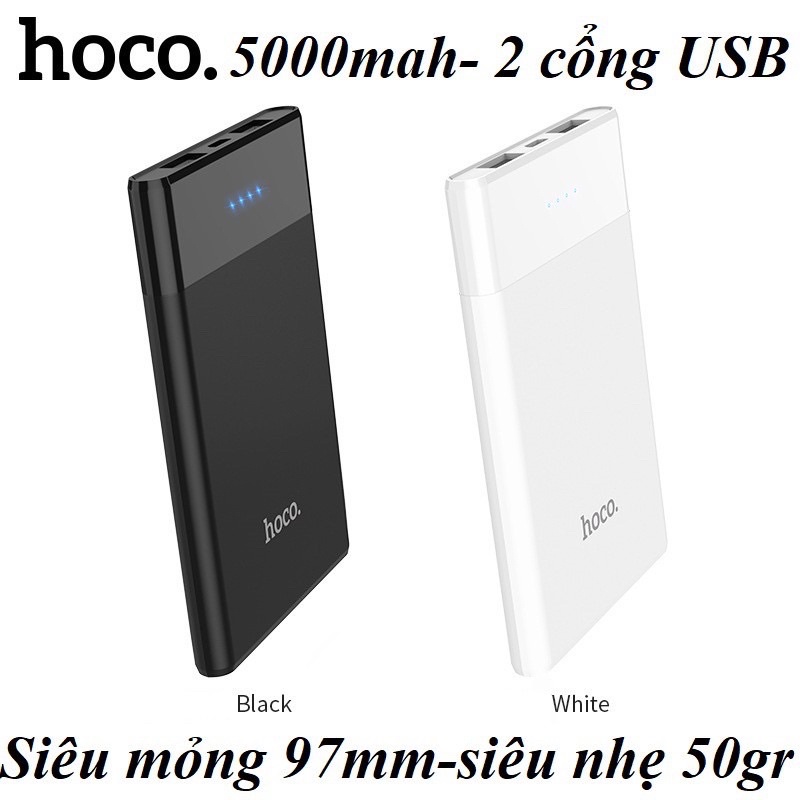 ✔FREESHIP✔PIN SẠC DỰ PHÒNG SIÊU MỎNG-NHỎ GỌN-HOCO B35D-5000MAH-2 CỔNG RA USB-ĐÈN BÁO/MÀN HÌNH LCD-CHÍNH HÃNG CHO IPHONE