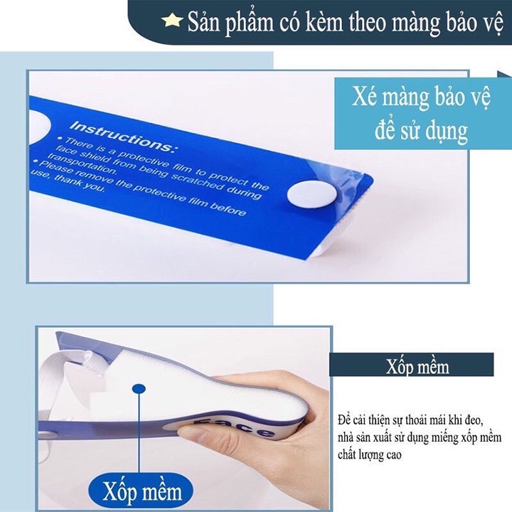 miếng che mặt chống dịch/bụi trong suốt