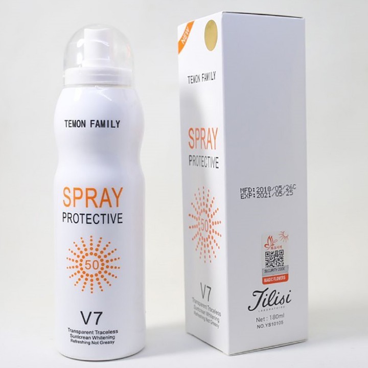 Xịt chống nắng V7 Sunscreen Magic Flowers Spray Protective SPF 50 200ml Mẫu mới 2018 KBeauty