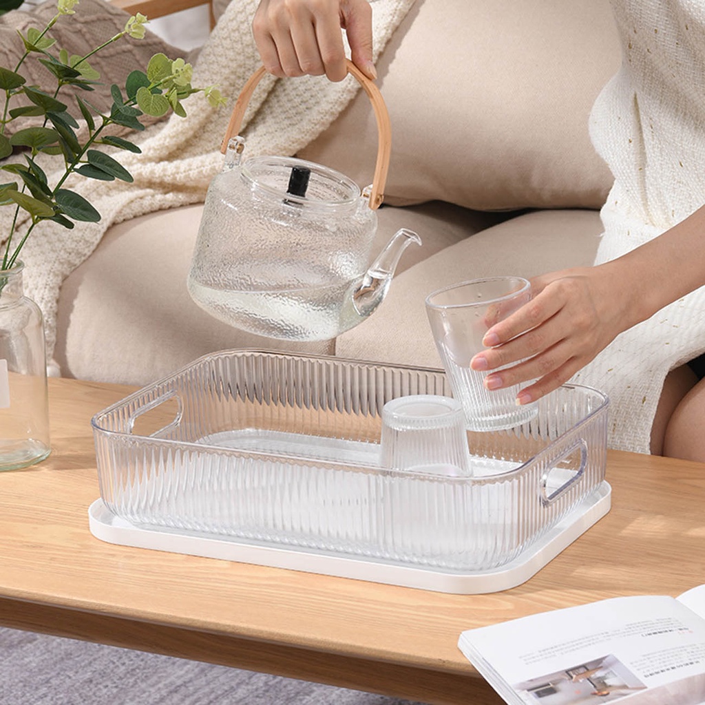 Hộp đựng đồ dùng JUJIAJIA cỡ lớn trong suốt để bàn tiện lợi