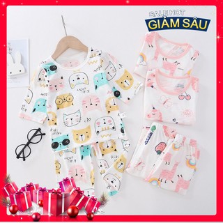 Bộ quần áo cotton lửng mặc điều hòa bé trai bé gái mẫu mới 2020