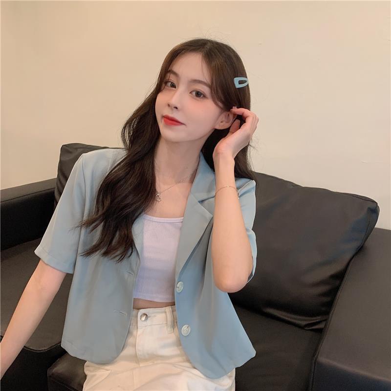 Áo Bazer Tay Cộc Dáng Ngắn Áo vest nữ Croptop 1 Lớp BL01