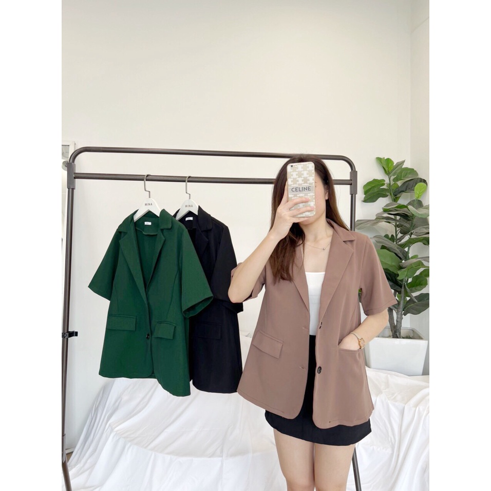 Áo khoác blazer ngắn tay MINA thời trang Hàn Quốc dễ phối đồ cho nữ OVE001 Freesize