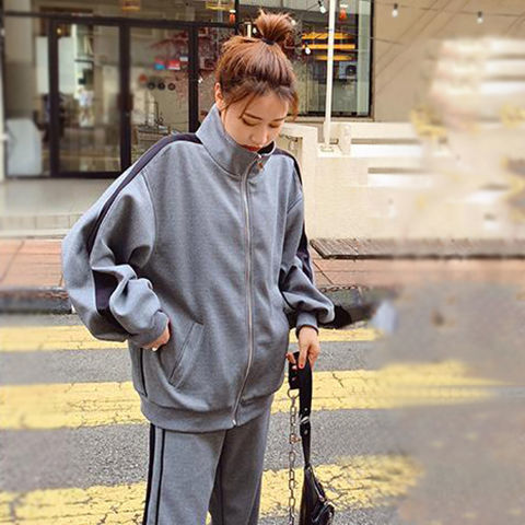 Set quần áo thể thao dài tay phong cách Hàn Quốc trẻ trung dành cho nữ