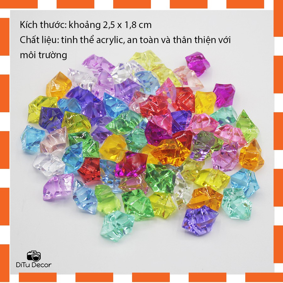 Set 20 viên đá mini nhiều màu chụp ảnh - viên acrylic trong suốt mini chụp hình - DiTu Decor