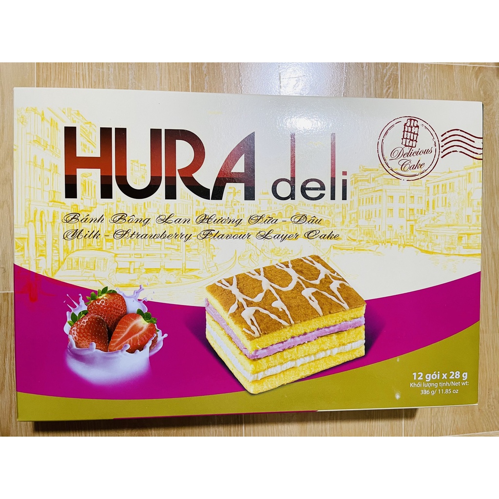 Bánh bông lan Hura Deli hộp 336g - 12 cái