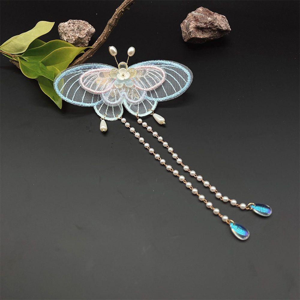 Kẹp Tóc Hình Hoa / Bướm Bằng Vải Phong Cách Trung Hoa Dễ Thương Xinh Xắn WMES15H