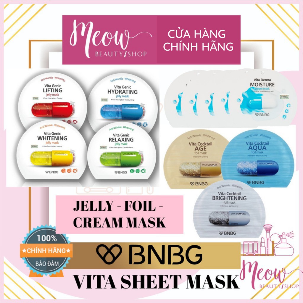 (AUTH - BILL) BNBG - Mặt Nạ viên thuốc BNBG Vita Genic Jelly Mask (Jelly - Foil - Cream)