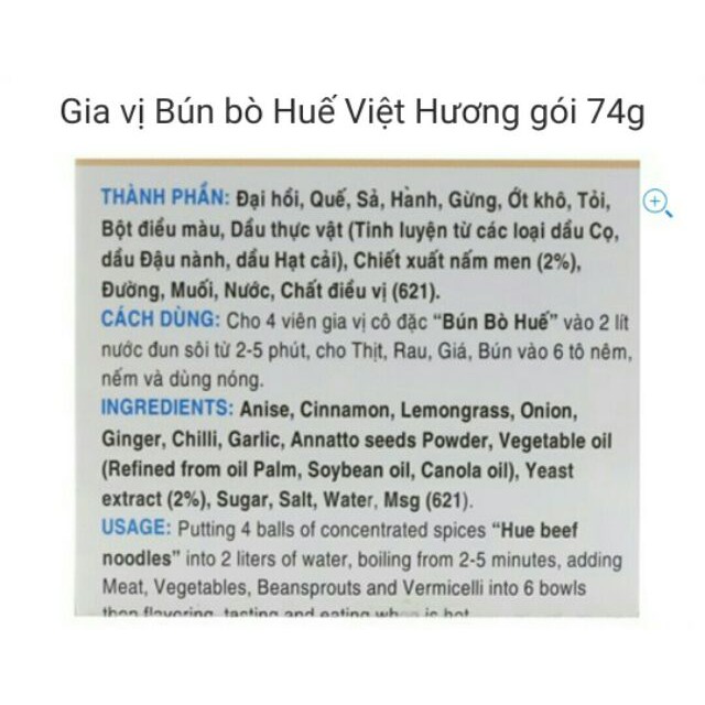 Viên gia vị nấu Bún Bò Huế/Bò kho Việt Hương