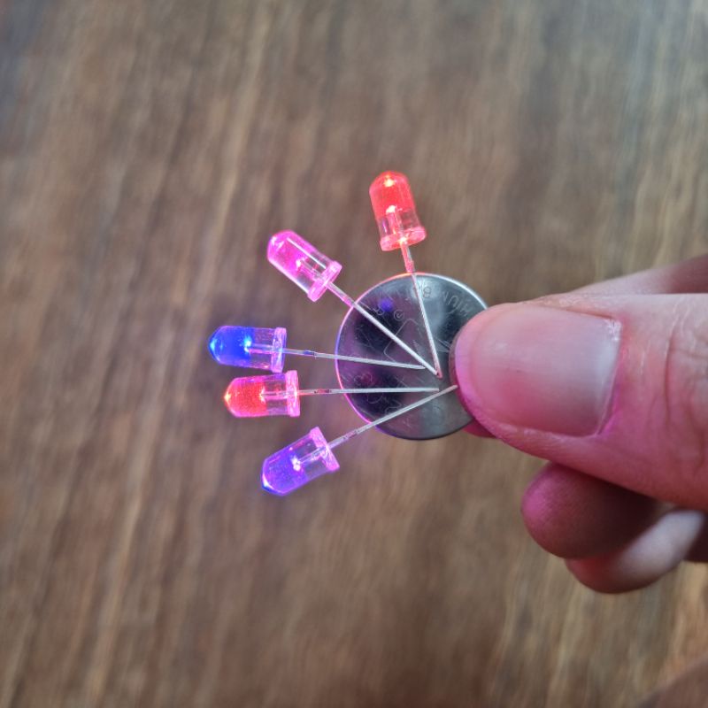 5 đèn led 5mm nhấp nháy 2 màu xanh đỏ