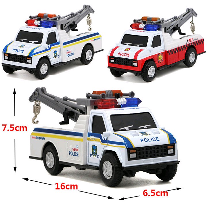 Xe cảnh sát cứu hộ đồ chơi trẻ em - Tow truck - Xe có đèn và âm thanh cảnh sát