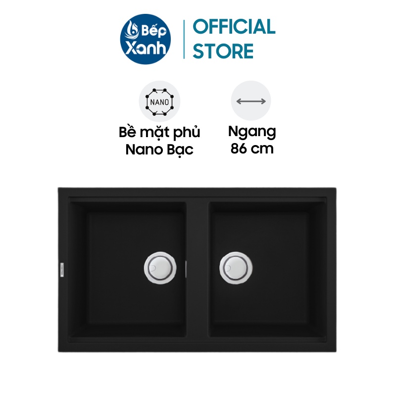 Chậu Rửa Chén Đá Malloca NERO K-45040 (Đen) - Phủ Nano Bạc - Xuất Xứ Ý - Hàng Chính Hãng