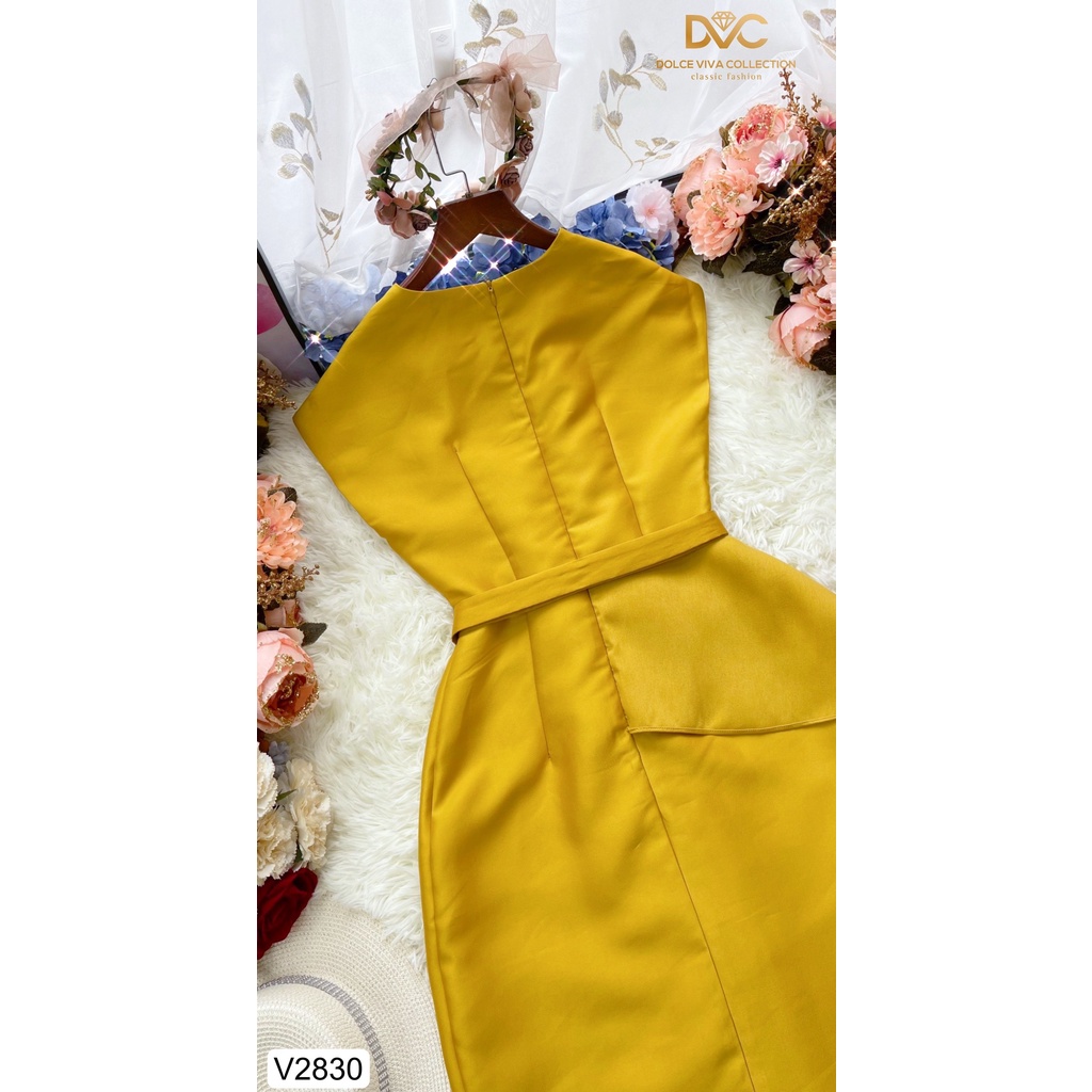 Váy tafta vàng thiết kế cao cấp V2830 - DVC