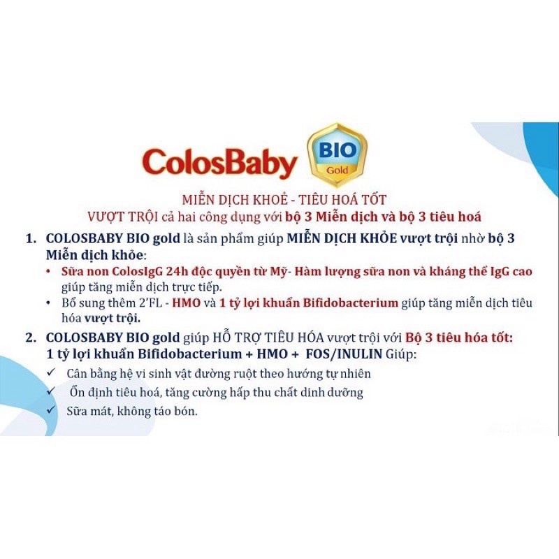 Sữa dinh dưỡngSữa colosbaby BIO số 0 + 1+ 2+. Bảo vệ hệ tiêu hoá của trẻ.