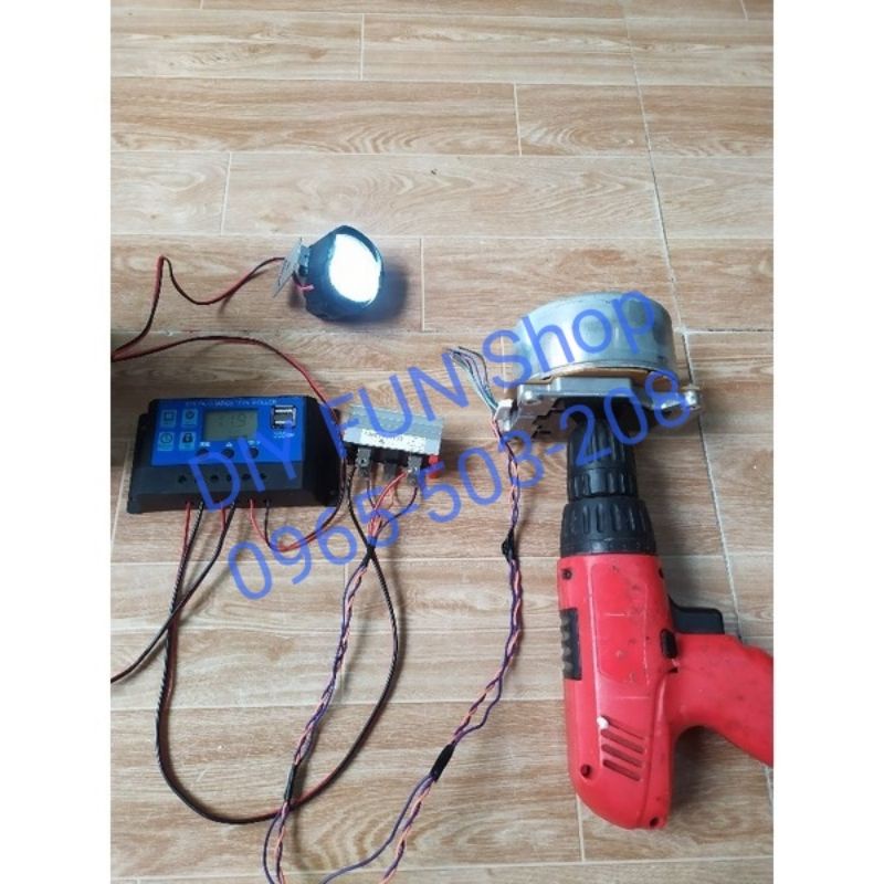 Điện Gió Sạc Ắc quy 12v / 24v với Combo Servo 200w thay motor BLDC 9,4w tròn
