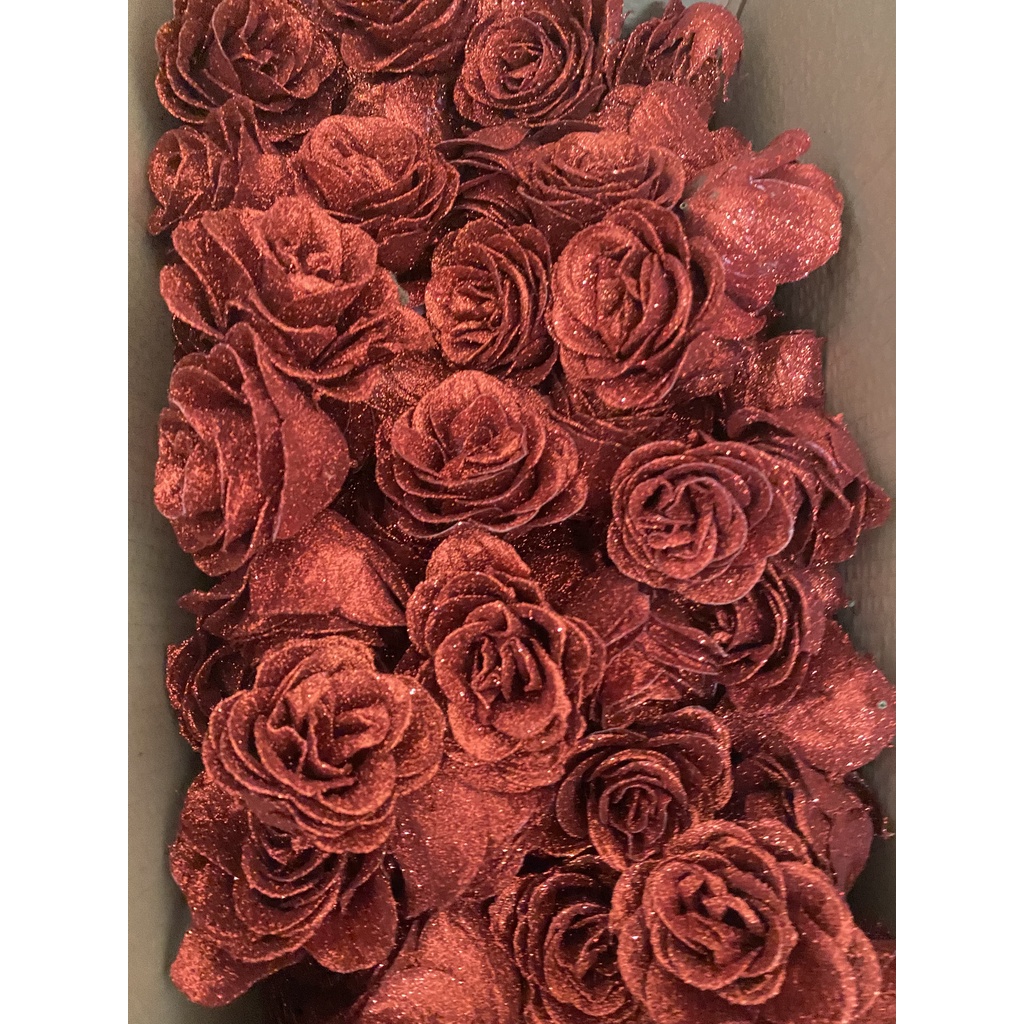 Thùng 200 Đầu Bông Hoa Nhũ Màu Đỏ ,Hàng Loại 2 (Không Xếp Hộp)