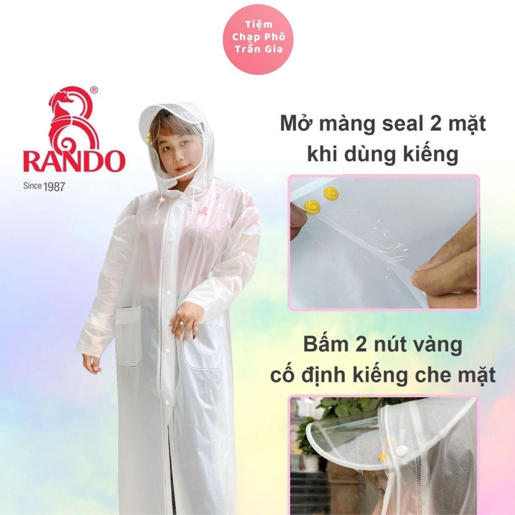 Áo mưa Dây Kéo Chống Giọt Bắn RANDO Chính Hãng Có Kiếng Che Mặt