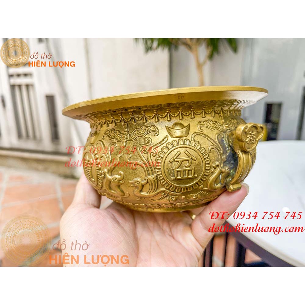 Bát tụ bảo như ý bằng đồng màu vàng 4 cỡ