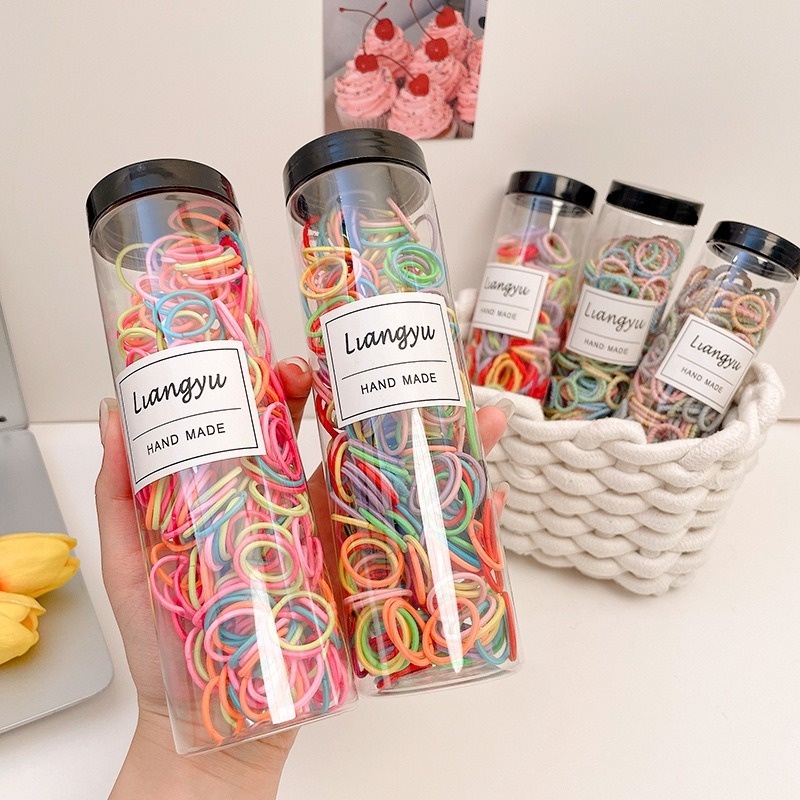 Set 300 Dây Thun Buộc Tóc Dùng Một Lần Thời Trang Hàn Quốc Đơn Giản Không Làm Tổn Thương Tóc