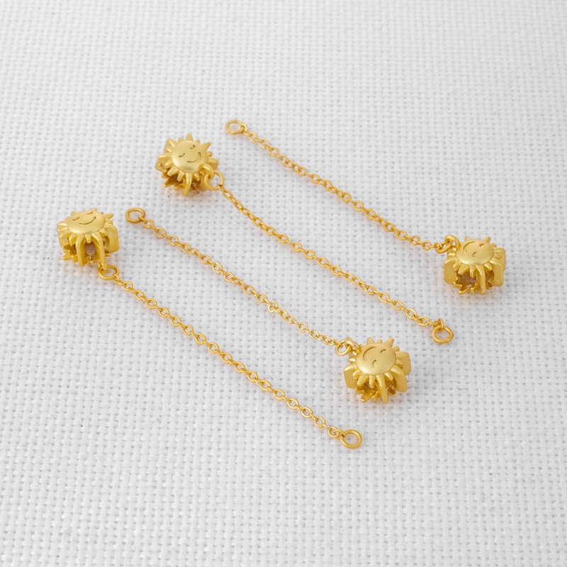 Dây Chuyền Mặt Hình Hoa Hướng Dương Màu Vàng 18K Chất Liệu Đồng Nhám Làm Trang Sức Thủ Công diy