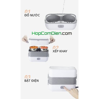 Hộp cơm hâm nóng 4 khay inox 2 tầng gọn nhẹ DFH-C02