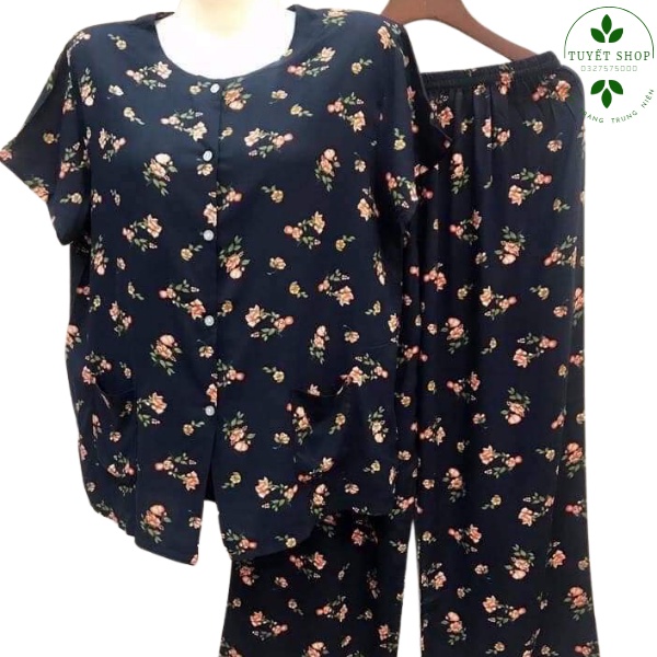 Bộ Lanh Mặc Nhà Đồ Bộ Lanh Nữ Áo Cộc Cài Cúc Quần Dài Dành Cho Các Bà Các Mẹ