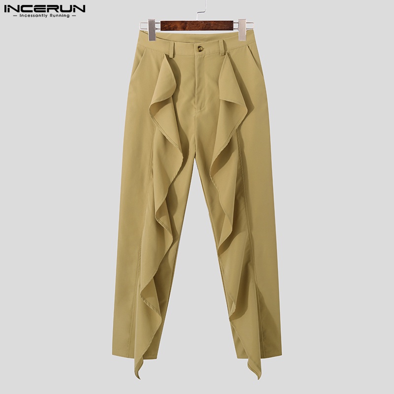 Quần dài INCERUN ống rộng màu sắc thanh lịch cho nam