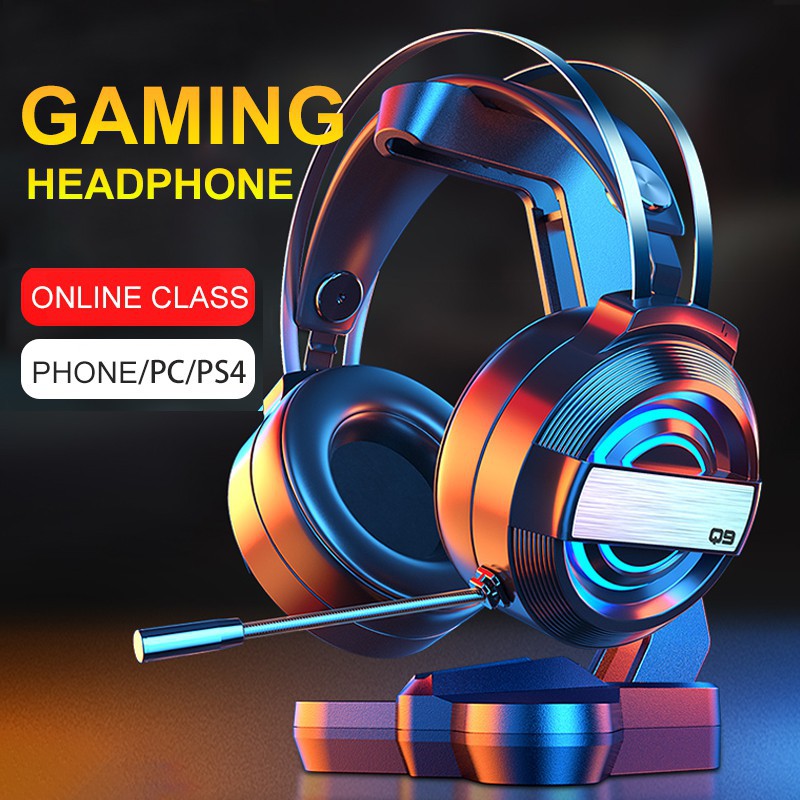 Tai nghe chụp tai chơi game có mic tích hợp đèn LED cho điện thoại/Pc / Ps4